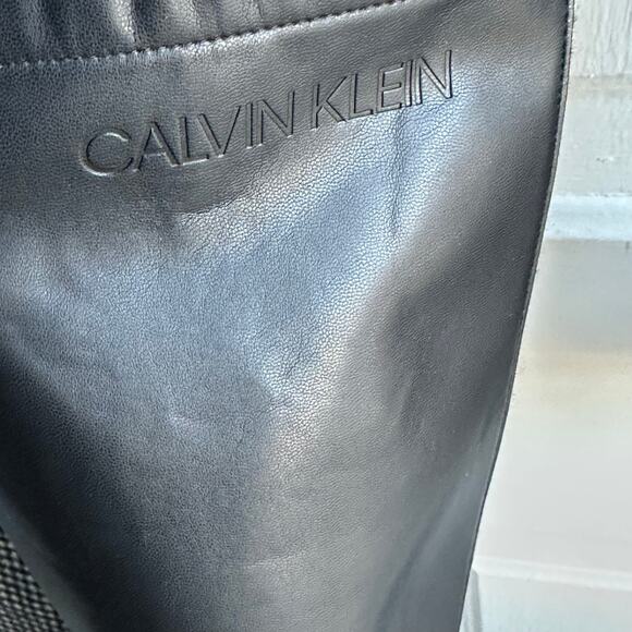 Calvin Klein Walker Coat Houndstooth Vegan Leather Pockets - Picture 7 of 11